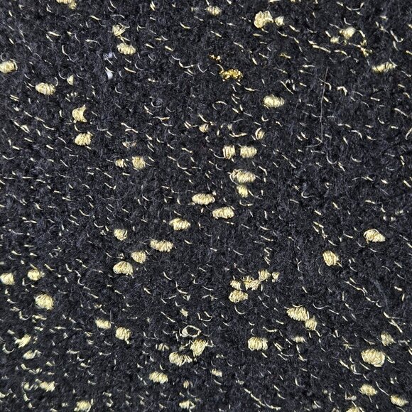 Ann Taylor Size Medium Black Metallic Gold Knit Turtleneck Sweater Puff Shoulder - Picture 9 of 13